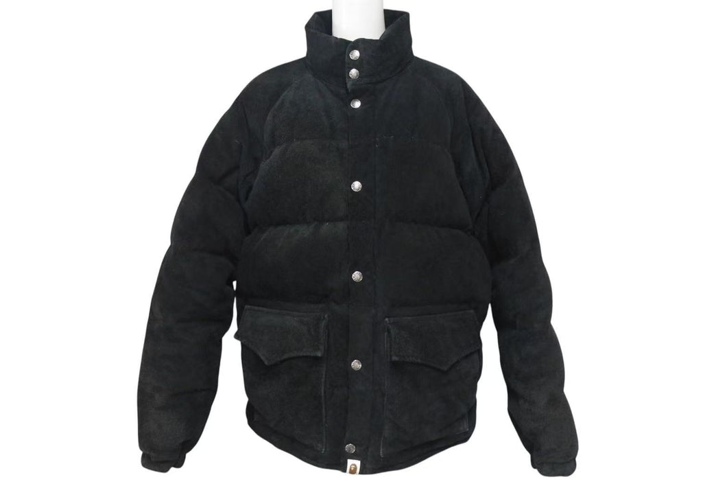 A Bathing Ape アベイシングエイプ ダウンジャケット カーキ ブラック 001HJ9801024 サイズM 美品 中古 4c073889