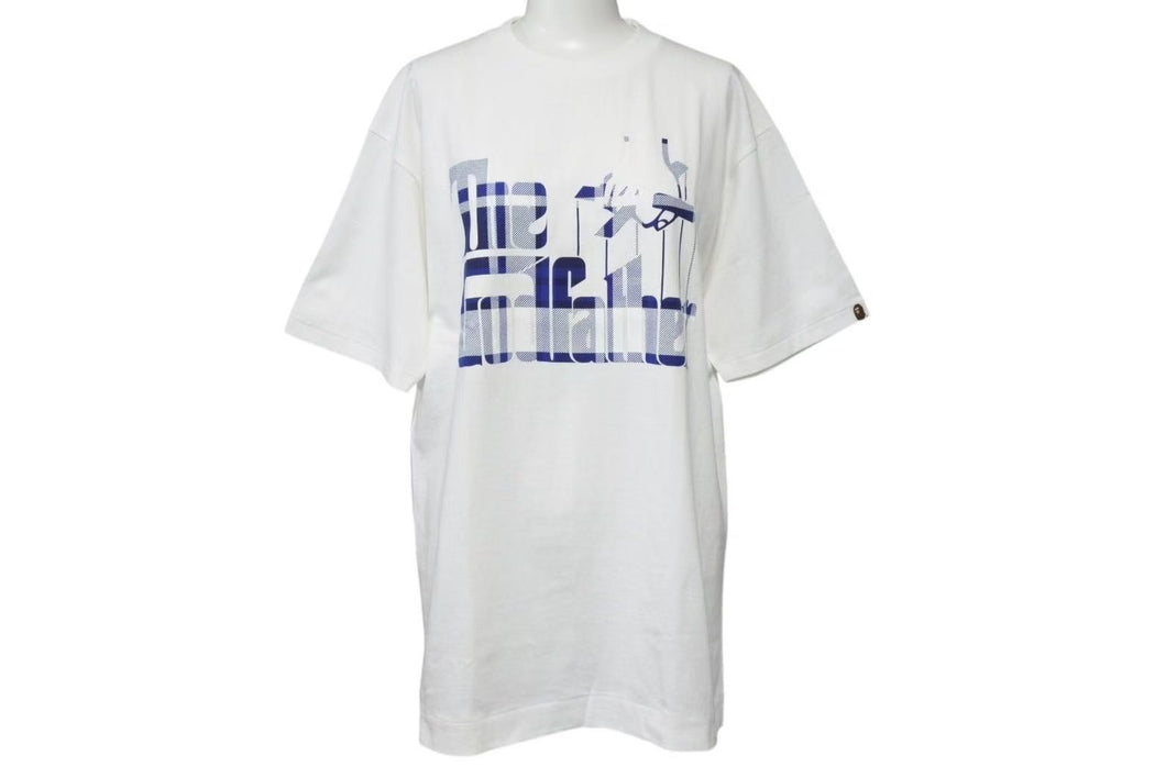 A Bathing APE × The Godfather ベイシング エイプ × ゴッドファーザー コラボ Tシャツ ホワイト ブルー M 美品 中古 4c073891