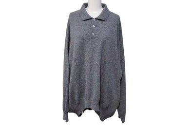 極美品 LOEWE ロエベ アナグラム ポロシャツ グレー トップス 長袖 ウール 1159 343 8432 オーバーサイズ サイズM 中古 4c074003