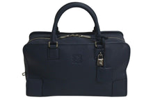 画像をギャラリービューアに読み込む, 極美品 LOEWE ロエベ アマソナ36 ハンドバッグ ショルダーバッグ アナグラム ネイビー レザー シルバー金具 中古 4c074112