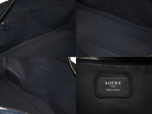 画像をギャラリービューアに読み込む, 極美品 LOEWE ロエベ アマソナ36 ハンドバッグ ショルダーバッグ アナグラム ネイビー レザー シルバー金具 中古 4c074112