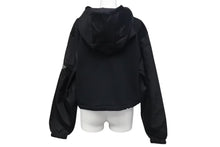 画像をギャラリービューアに読み込む, 極美品 PRADA プラダ パーカー 134643 サイズL トライアングルロゴ クロップド丈 リナイロン コットン ブラック 21AW 中古 4c074130