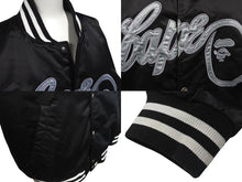 画像をギャラリービューアに読み込む, A BATHING APE アベイシングエイプ ロゴ スタジアムジャケット ブラック ナイロン スタジャン 刺繍 001LJH801002M サイズXXL 美品 中古 4c074217