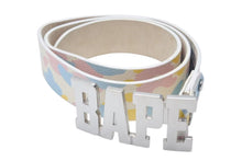 画像をギャラリービューアに読み込む, A BATHING APE アベイシングエイプ BAPE ベイプ ベルト レザー マルチカモ マルチカラー シルバー金具 美品 中古 4c074235