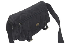 画像をギャラリービューアに読み込む, PRADA プラダ ショルダーバッグ テスート イタリア製 ナイロン レザー ブラック シルバー金具 美品 中古 4c074444