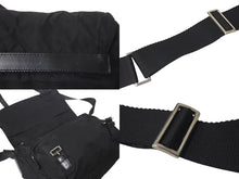 画像をギャラリービューアに読み込む, PRADA プラダ ショルダーバッグ テスート イタリア製 ナイロン レザー ブラック シルバー金具 美品 中古 4c074444
