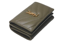画像をギャラリービューアに読み込む, 極美品 SAINT LAURENT サンローラン 三つ折り財布 オリガミ マトラッセ タイニーウォレット カーキ ゴールド金具 中古 4c074454