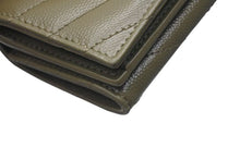 画像をギャラリービューアに読み込む, 極美品 SAINT LAURENT サンローラン 三つ折り財布 オリガミ マトラッセ タイニーウォレット カーキ ゴールド金具 中古 4c074454