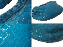 画像をギャラリービューアに読み込む, 極美品 BOTTEGAVENETA ボッテガヴェネタ MiniJodie ミニ ジョディ ハンドルバッグ ハンドバッグ パテント ブルー 中古 4c074489