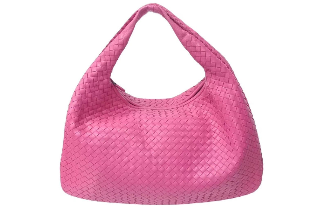 極美品 BOTTEGA VENETA ボッテガ ヴェネタ イントレチャート ホーボーバッグ ワンショルダーバッグ レザー ピンク 中古 4c074534