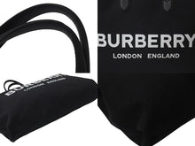 画像をギャラリービューアに読み込む, BURBERRY バーバリー ロゴディテール トートバッグ 8009268 ブラック コットンキャンバス 美品 中古 4c074716