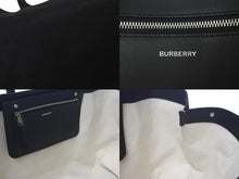 画像をギャラリービューアに読み込む, BURBERRY バーバリー ロゴディテール トートバッグ 8009268 ブラック コットンキャンバス 美品 中古 4c074716