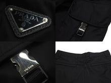 画像をギャラリービューアに読み込む, 極美品 PRADA プラダ カーゴパンツ ボトムス 98339 トライアングルロゴ ナイロン ブラック シルバー金具 サイズ58 中古 4c074962