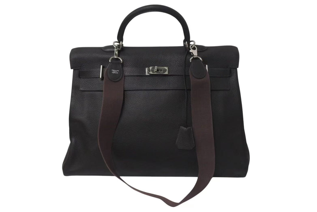 極美品 激レア HERMES エルメス ケリー50 2way ハンドバック カフェ トリヨンクレマンス シルバー金具 □E刻印 美品 中古 4c075069