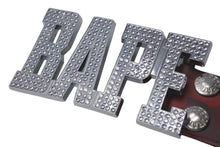 画像をギャラリービューアに読み込む, A BATHING APE アベイシングエイプ BAPE ベイプ ベルト レザー レッド ライトストーン シルバー金具 美品 中古 4c075101