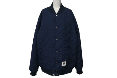 A BATHING APE アベイシングエイプ ベイプロゴ リバーシブルジャケット 2XL 001GD1201001H 黒 ネイビー 美品 中古 4c075103