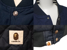 画像をギャラリービューアに読み込む, A BATHING APE アベイシングエイプ ベイプロゴ リバーシブルジャケット 2XL 001GD1201001H 黒 ネイビー 美品 中古 4c075103