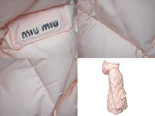 画像をギャラリービューアに読み込む, 極美品 MIUMIU ミュウミュウ 14AW キルティング ダウンコート ピンク フーディ― ナイロン MS1025 アウター ロゴ サイズ38 中古 4c075115