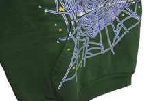 画像をギャラリービューアに読み込む, 新品同様 SP5DER スパイダー Web Hoodie ウェブ フーディー パーカー 23SS サイズL Young Thug プリント グリーン 中古 4c075161