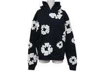 画像をギャラリービューアに読み込む, 新品同様 DENIMTEARS デニムティアーズ コットンリース プルオーバースウェットパーカー フラワー ブラック サイズS 中古 4c075169