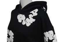 画像をギャラリービューアに読み込む, 新品同様 DENIMTEARS デニムティアーズ コットンリース プルオーバースウェットパーカー フラワー ブラック サイズS 中古 4c075169