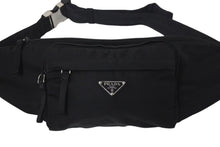 画像をギャラリービューアに読み込む, PRADA プラダ ウエストバッグ ボディバッグ トライアングルロゴ 2VL005 ナイロン ブラック シルバー金具 美品 中古 4c075240