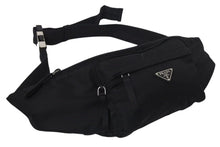 画像をギャラリービューアに読み込む, PRADA プラダ ウエストバッグ ボディバッグ トライアングルロゴ 2VL005 ナイロン ブラック シルバー金具 美品 中古 4c075240