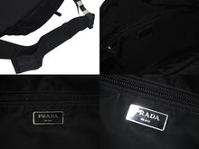 画像をギャラリービューアに読み込む, PRADA プラダ ウエストバッグ ボディバッグ トライアングルロゴ 2VL005 ナイロン ブラック シルバー金具 美品 中古 4c075240