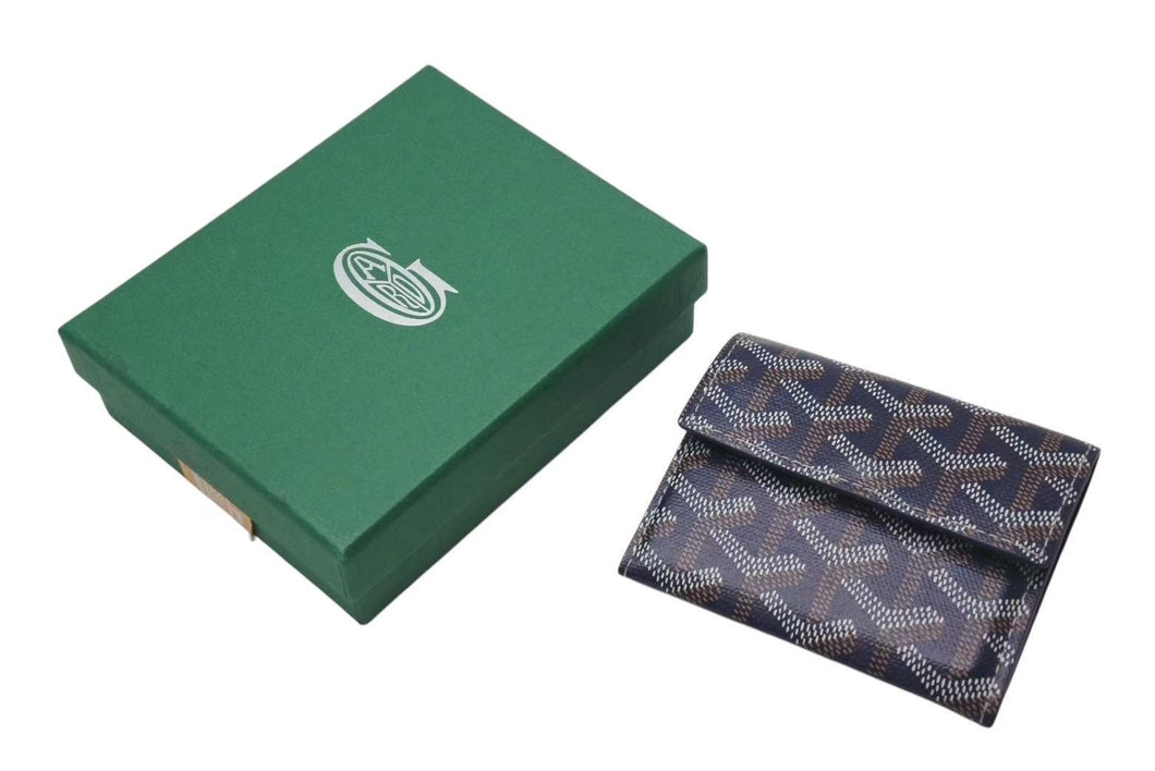 新品未使用品 GOYARD ゴヤール マリニー ウォレット コインケース 小銭入れ カードケース PVC レザー ネイビー 中古 4c075267