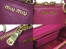 画像をギャラリービューアに読み込む, 極美品 MIUMIU ミュウミュウ Mandras マンドラス 2WAYS ハンドバッグ ピンク レザー RL0058 ゴールド金具 中古 4c075377