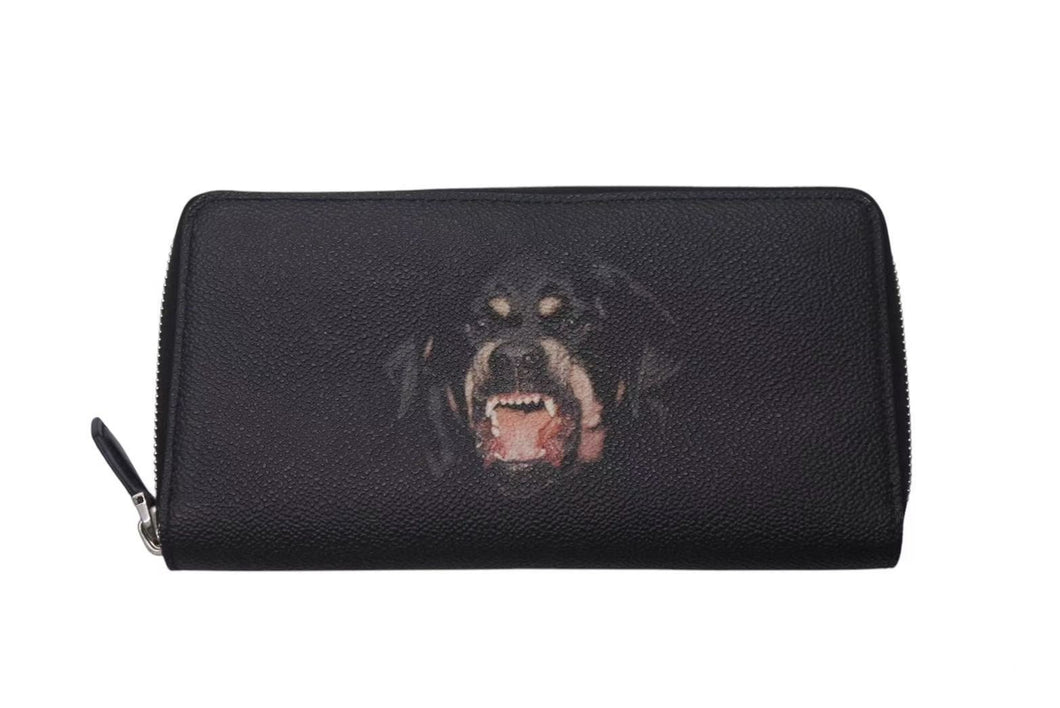 Givenchy ジバンシー 長財布 ロットワイラー 長財布 ブラック レザー シルバー金具 美品 中古 4c075413