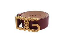 画像をギャラリービューアに読み込む, DOLCE&amp;GABBANA ドルチェアンドガッバーナ ベルト D&amp;G ロゴバックル レッド レザー ゴールド金具 美品 中古 4c075431