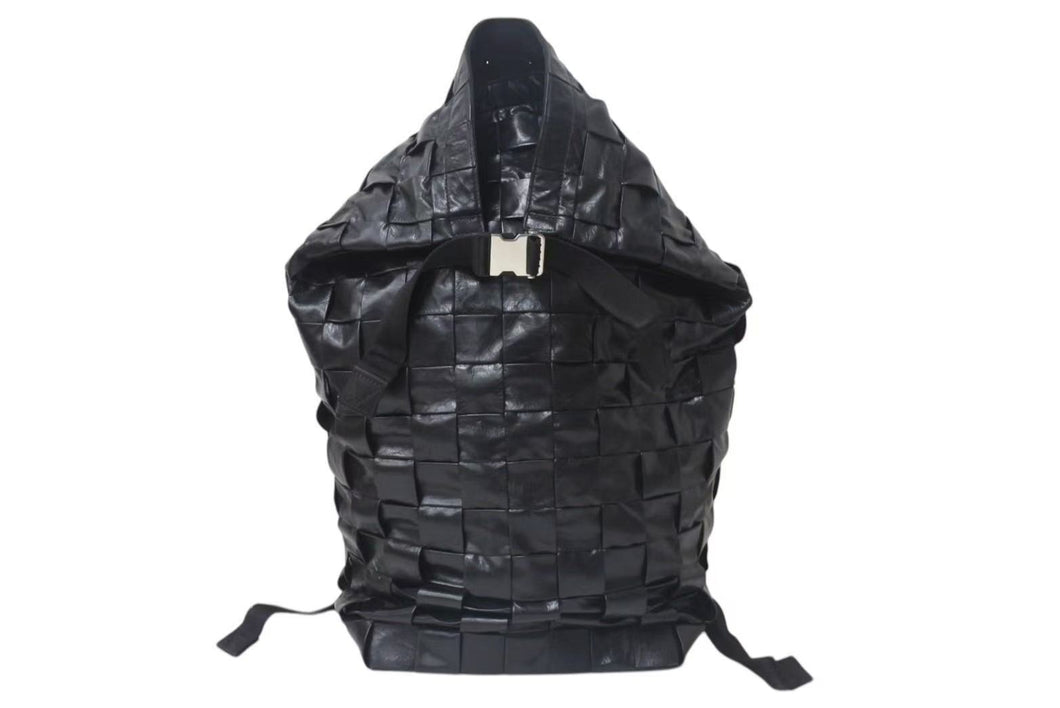 BOTTEGA VENETA ボッテガヴェネタ カセット イントレチャート フォールドオーバー バックパック ブラック レザー 美品 中古 4c075460