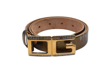 画像をギャラリービューアに読み込む, DOLCE&amp;GABBANA ドルチェアンドガッバーナ D&amp;Gロゴベルト メタリックレザー ラインストーン レディース 美品 中古 4c075466