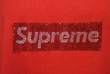画像をギャラリービューアに読み込む, 極美品 SUPREME シュプリーム 19SS 25周年 SWAROVSKI BOXLOGOTEE 半袖Tシャツ レッド シルバー スワロフスキー サイズL 中古 4c075509