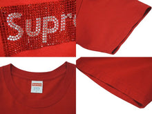 画像をギャラリービューアに読み込む, 極美品 SUPREME シュプリーム 19SS 25周年 SWAROVSKI BOXLOGOTEE 半袖Tシャツ レッド シルバー スワロフスキー サイズL 中古 4c075509