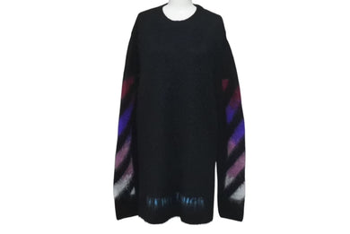 極美品 OFF WHITE オフホワイト バックアロー モヘアウールニット セーター ブラック サイズS 中古 OMHA036F17650004 4c075511