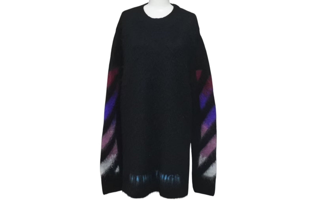 極美品 OFF WHITE オフホワイト バックアロー モヘアウールニット セーター ブラック サイズS 中古 OMHA036F17650004 4c075511