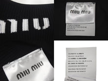 画像をギャラリービューアに読み込む, 極美品 MIUMIU ミュウミュウ 23SS ビスコース クロップド ロゴ タンクトップ ブラック ポリエステル 現行 MMV076 サイズ36 中古 4c075523
