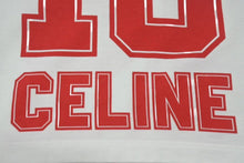 画像をギャラリービューアに読み込む, CELINE セリーヌ クロップド ロゴ 半袖Ｔシャツ ホワイト レッド コットン トップス 16 背番号 2X09D671Q サイズS 美品 中古 4c075525