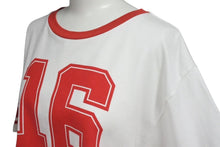 画像をギャラリービューアに読み込む, CELINE セリーヌ クロップド ロゴ 半袖Ｔシャツ ホワイト レッド コットン トップス 16 背番号 2X09D671Q サイズS 美品 中古 4c075525