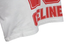画像をギャラリービューアに読み込む, CELINE セリーヌ クロップド ロゴ 半袖Ｔシャツ ホワイト レッド コットン トップス 16 背番号 2X09D671Q サイズS 美品 中古 4c075525