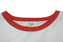 画像をギャラリービューアに読み込む, CELINE セリーヌ クロップド ロゴ 半袖Ｔシャツ ホワイト レッド コットン トップス 16 背番号 2X09D671Q サイズS 美品 中古 4c075525