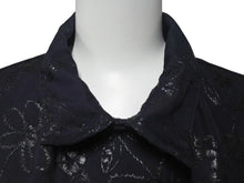 画像をギャラリービューアに読み込む, 新品未使用 HERMES エルメス オープンカラーシャツ 開襟シャツ 25SS サイズ50 花柄 総柄 刺繍 ネイビー 中古 4c075535