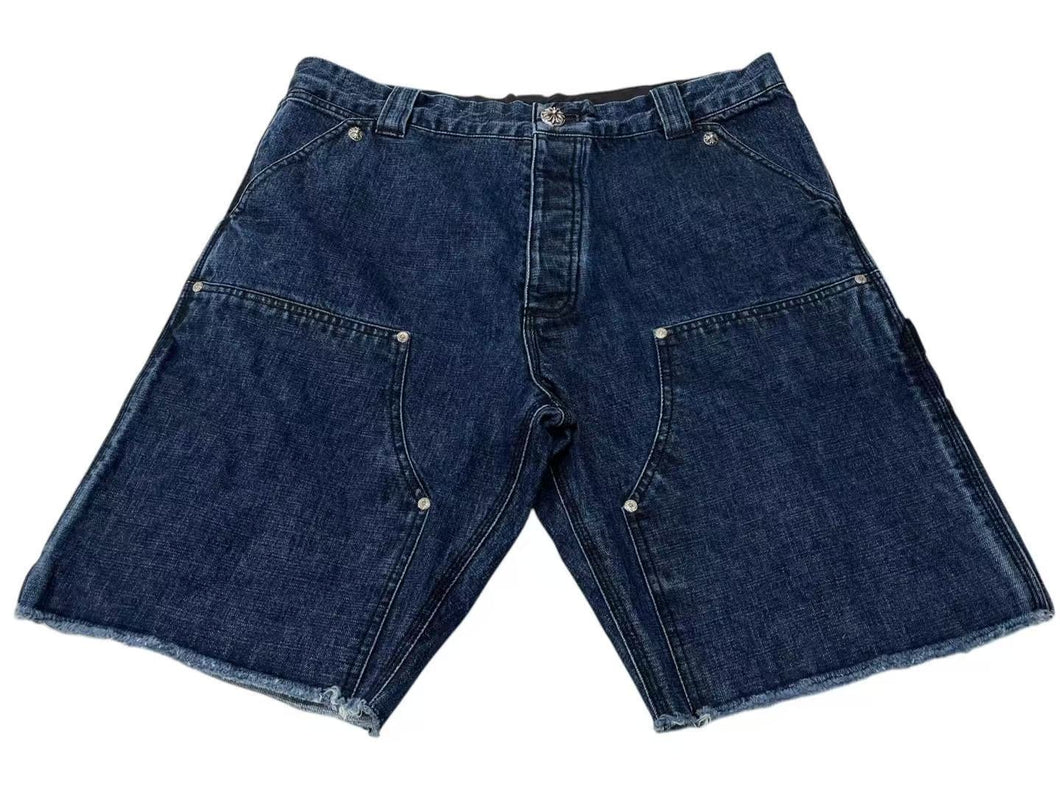 新品未使用 CHROME HEARTS クロムハーツ デニム ハーフパンツ サイズ36 シルバー925 コットン 中古 4c075555