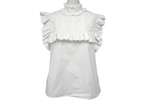 Load image into Gallery viewer, JIL SANDER ジルサンダー ノースリーブフリルシャツ J01NC0101 J45002 イタリア製 コットン ホワイト サイズ34 美品 中古 4c075590