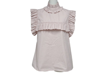 JIL SANDER ジルサンダー ノースリーブフリルシャツ J01NC0101 J45002 イタリア製 コットン ピンク サイズ32 美品 中古 4c075591