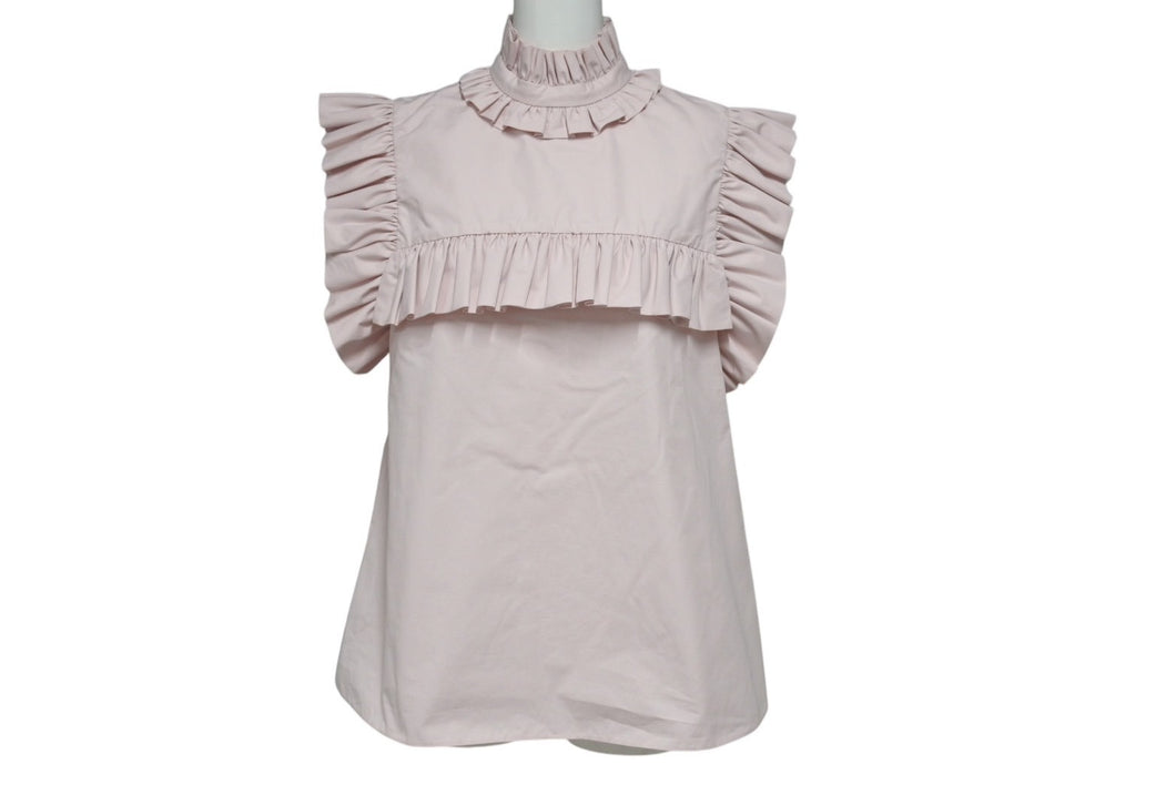 JIL SANDER ジルサンダー ノースリーブフリルシャツ J01NC0101 J45002 イタリア製 コットン ピンク サイズ32 美品 中古 4c075591