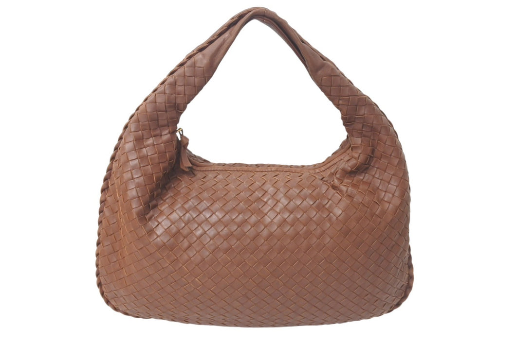 BOTTEGAVENETA ボッテガヴェネタ ショルダーバッグ イントレチャート ホーボー 115653 ブラウン レザー ゴールド金具 中古 4c075643