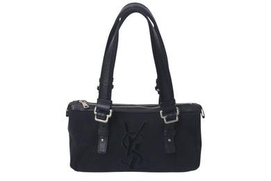 YVES SAINT LAURENT イヴサンローラン カハラ ロゴ ハンドバッグ ショルダーバッグ ブラック シルバー金具 美品 中古 4c075646